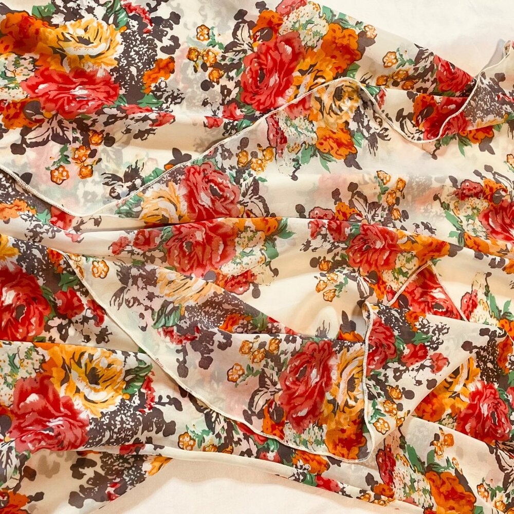 My Beloved Women's Floral Kimono Sheer Waterfall Open Swimsuit Cover Size L - Picture 5 of 8